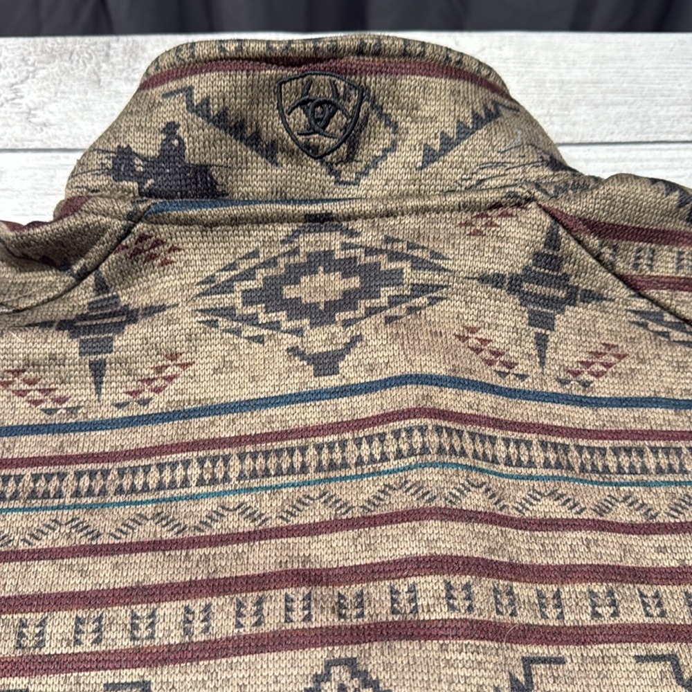 Men's Ariat Caldwell Western Print Full Zip Sweater size M brown - Picture 14 of 14